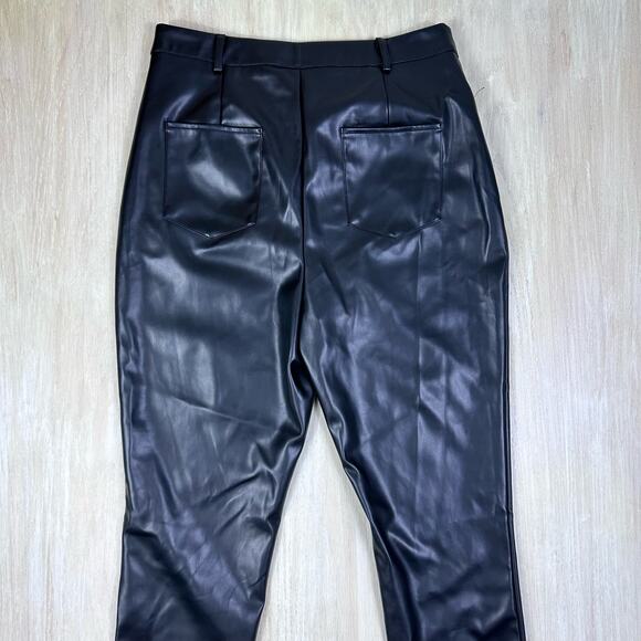 NWT Missguided Black Faux Leather Slim Leg High Rise Trousers Pants Size 12 - Picture 8 of 15